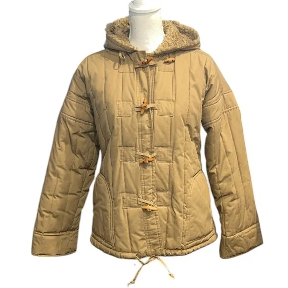 Andy John’s Barn coat jacket tan with zip toggle buttons Vintage size 10 - Picture 3 of 14